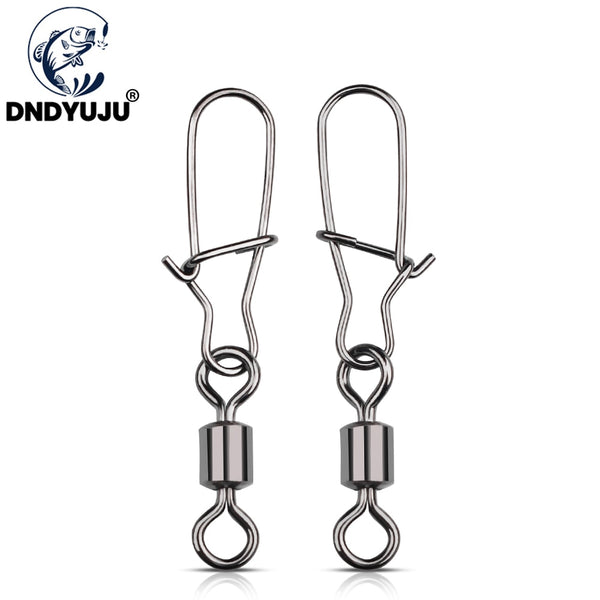 DNDYUJU 50PCS 2/0# 1/0# 1#-12# Stainless Steel Fishing Connector Pin Bearing Rolling Swivel Snap Pins Fishing Tackle Accessories