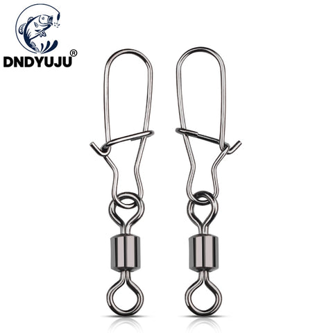 DNDYUJU 50PCS 2/0# 1/0# 1#-12# Stainless Steel Fishing Connector Pin Bearing Rolling Swivel Snap Pins Fishing Tackle Accessories