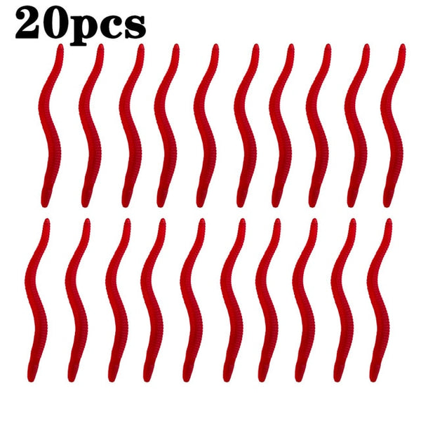 ZURYP 100pcs Lifelike Red Worm Soft Lure 35mm Earthworm Fishing Silicone Artificial Bait Fishy Smell Shrimp Additive Bass Carp